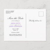 Lavendel Save the Date Postkarte Elegante Lila (Rückseite)