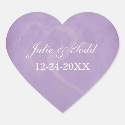 Lavendel Save the Date Vintag Herz-Aufkleber (Vorderseite)