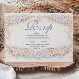 Lavendel Schimmer Barock Quinceañera RSVP Karte