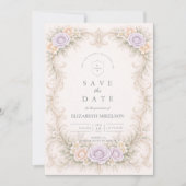 Lavendel Schimmer Barock Quinceañera Save The Date (Vorderseite)