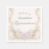 Lavendel Schimmer Barock Quinceañera Serviette (Vorderseite)