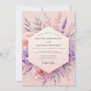 Lavendel-Schimmer Botanische Romanze Hochzeit Einladung