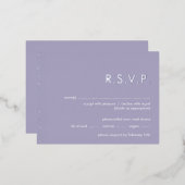 Lavendel Schimmer Folie Hochzeit RSVP Postkarte (Vorderseite/Rückseite)