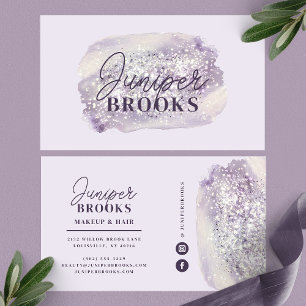Lavendel-Schimmer-Glitter-Watercolor Social Media Visitenkarte