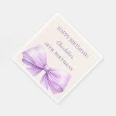 Lavendel-Schleife Elfenbein Geburtstags-Lunch Serviette (Ecke)