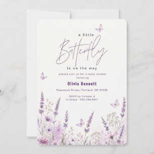 Lavendel Schmetterling auf dem Weg Babyparty Einladung