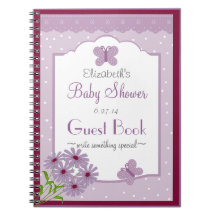 Lavendel Schmetterling-Baby Duschen-Gast-Buch