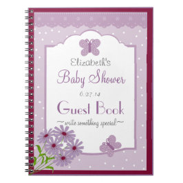 Lavendel Schmetterling-Baby Duschen-Gast-Buch Notizblock