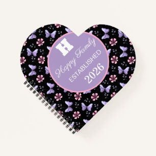 Lavendel-Schmetterling & Rosa Florales Nahtloses M Notizblock