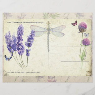 Lavendel & Schmetterlinge Vintage-Postkartenpapier