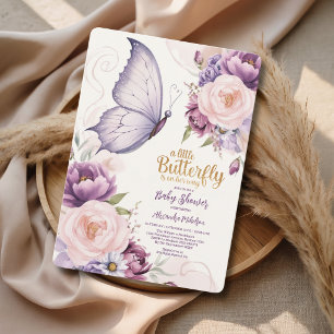 Lavendel-Schmetterlingsgarten-Baby-Party Einladung