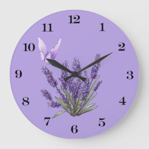 Lavendel-Schmetterlingswall-Uhr Große Wanduhr