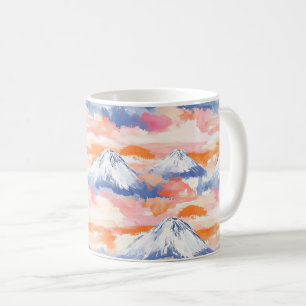 Lavendel-Schneebedeckte-Berg-Szene-Aquarell Kaffeetasse