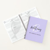 Lavendel-Schwarz-Weiß-Monogramm-Rezeptbuch Notizblock (Innenseite)