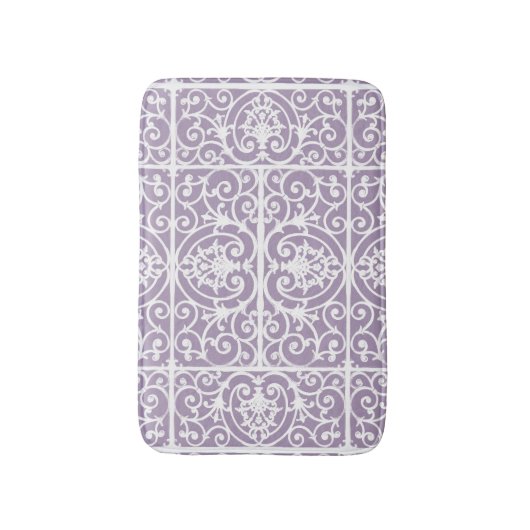 Lavendel-Scrollwork-Muster Badematte (Vorderseite Vertikal)