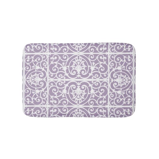 Lavendel-Scrollwork-Muster Badematte (Vorderseite)