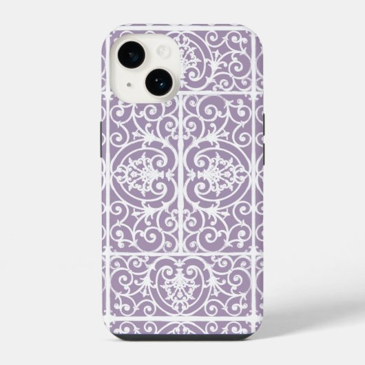 Lavendel-Scrollwork-Muster iPhone Hülle (Rückseite)