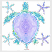 Lavendel Sea Turtle n Starfish Beach Deco Aufkleber (Blatt)