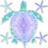 Lavendel Sea Turtle n Starfish Beach Deco Aufkleber (Vorderseite)