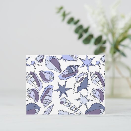 Lavendel Seashells Postkarte (Stehend Vorderseite)