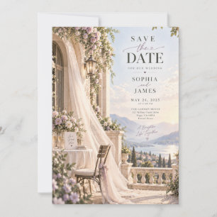 Lavendel-Seeblick-Hochzeit - Termin vormerken Einladung