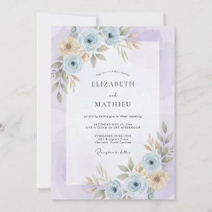 Lavendel Serene Wasserfarben-Hochzeit Einladung