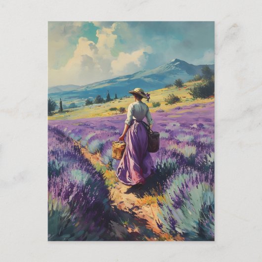 Lavendel Serenity: Vintage Provence Postkarte (Vorderseite)