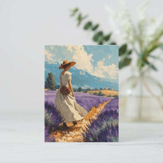 Lavendel Serenity: Vintage Provence Postkarte (Stehend Vorderseite)