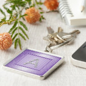 Lavendel-Shimmer und Sparkon mit Monogramm Schlüsselanhänger (Seite)