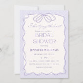 Lavendel Sie bindet das Brautparty der Kronkolonne Einladung (Vorderseite)