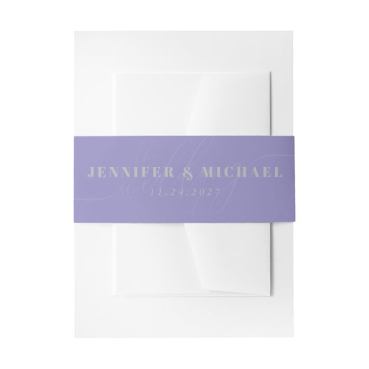 Lavendel Silber Basic Hochzeit von Monogramm Einladungsbanderole (Vorderseite Beispiel)