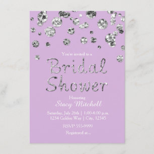 Lavendel Silber Glitter Hochzeitsduscheinladung Einladung