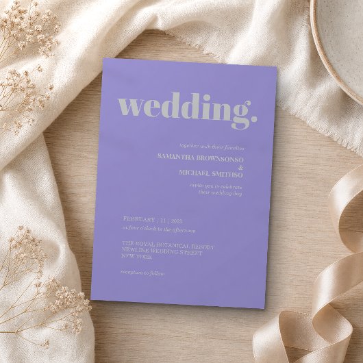 Lavendel Silber Minimal Erdtöne Hochzeit Einladung