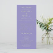 Lavendel Silber minimal modernes Programm Hochzeit (Stehend Vorderseite)