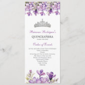 Lavendel-Silber-Tiara-Blumen-Quinceañera-Programm Programm (Vorderseite)