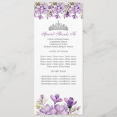 Lavendel-Silber-Tiara-Blumen-Quinceañera-Programm Programm (Rückseite)