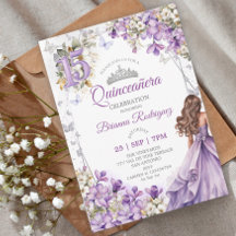 Lavendel Silber Tiara Floral Quinceañera
