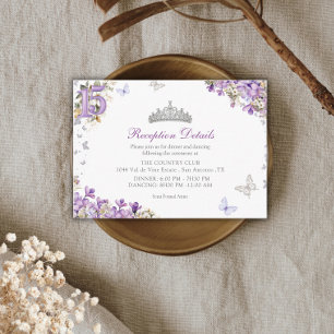 Lavendel Silber Tiara Floral Schmetterling Quincea Begleitkarte