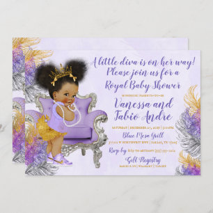 Lavendel-silberne GoldAquarell-Babyparty Einladung