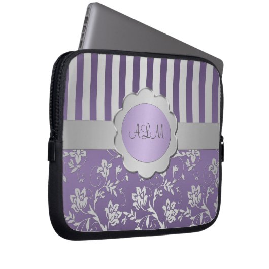 Lavendel, Silberstreifen mit Flor Laptopschutzhülle (Vorne Rechts)