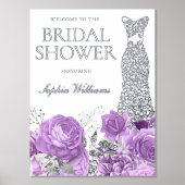 Lavendel & Silver Brautparty Grosses Willkommensze Foliendrucke (Vorderseite)