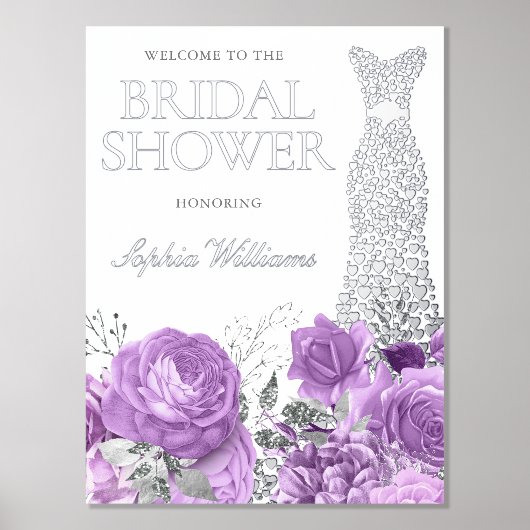 Lavendel & Silver Brautparty Grosses Willkommensze Foliendrucke (Vorderseite)