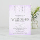 Lavendel & Silver Glitzer Hochzeitsempfang Einladung (Stehend Vorderseite)