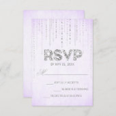 Lavendel & Silver Glitzer Look Wedding RSVP Card (Vorne/Hinten)