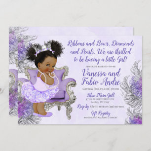 Lavendel Silver Princess Babydusche Einladung