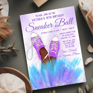 Lavendel-Sneaker-Ball-Geburtstagsfeier-Einladung Einladung