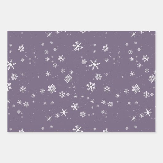Lavendel Snowflake Schnee Winter Weihnachtsfeierta Geschenkpapier Set (Vorderseite 2)