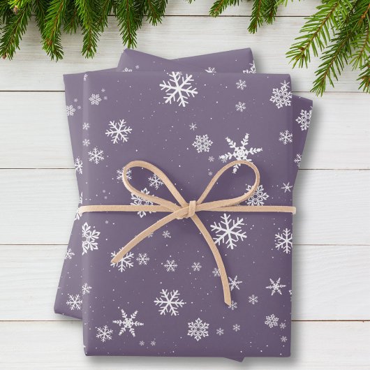 Lavendel Snowflake Schnee Winter Weihnachtsfeierta Geschenkpapier Set