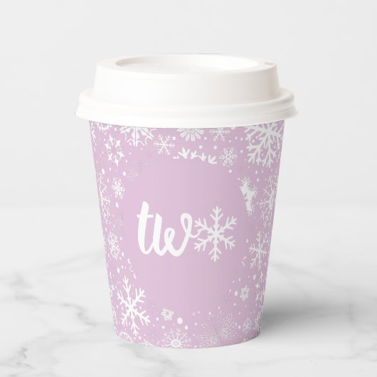 Lavendel Snowflake ZWEI Paper Cup Pappbecher (Vorderseite)