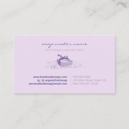 Lavendel Soap Maker Geschenk Visitenkarte (Rückseite)